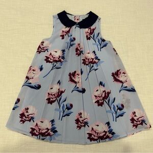 Janie and Jack Blue Floral Pleated Dress for Toddler Girl Size 4.